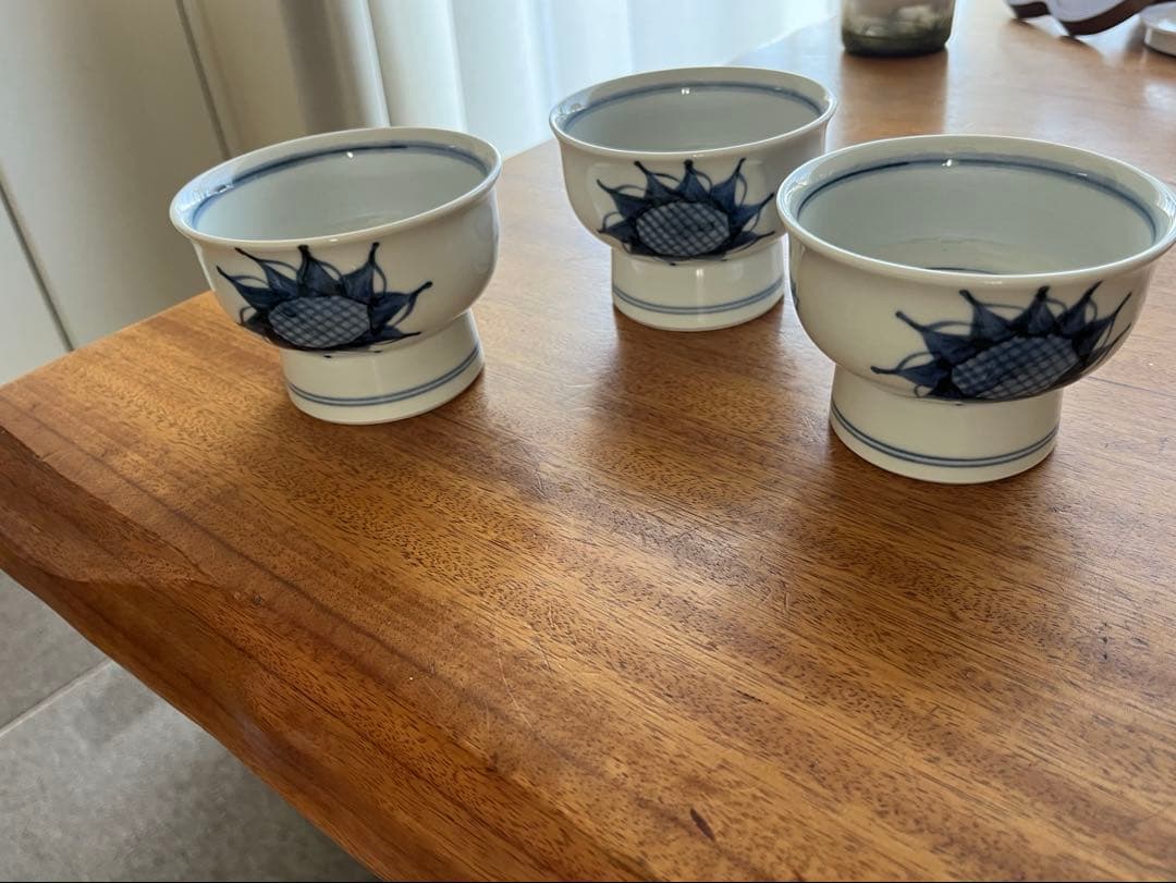 砥部焼 アイスクリーム 入れ ひまわり 陶器 鉢　高台 3個セット 砥部焼 梅山窯 アイスクリーム鉢（太陽）【和食器通販e-tobeyaki.com】