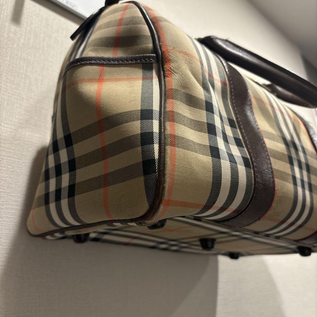 バーバリー ミニボストンバッグ ノバチェック シャドーホース ロゴプレート