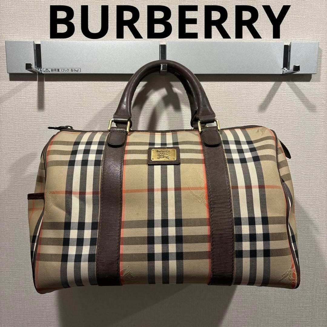 バーバリー ミニボストンバッグ ノバチェック シャドーホース ロゴプレート