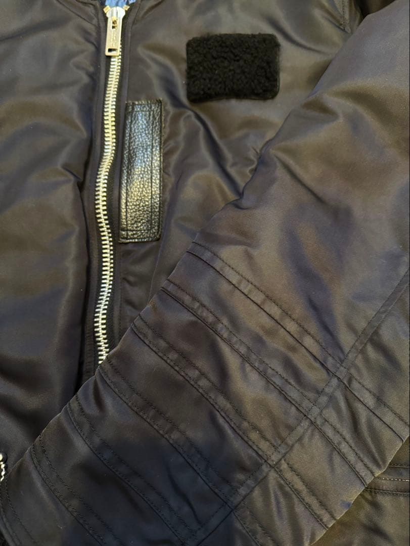 名作】アンダーカバー 13AW 骨レザーパッチ MA-1 ブラック サイズ3