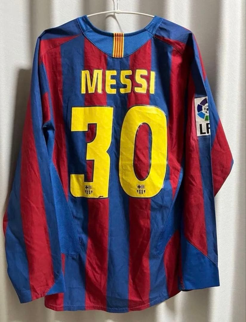 【正規品】バルセロナ05/06　メッシ　ユニフォーム　長袖 バルセロナ（H）05/06 長袖 メッシ＃30+LFP（大）TV3付 - DON VALON