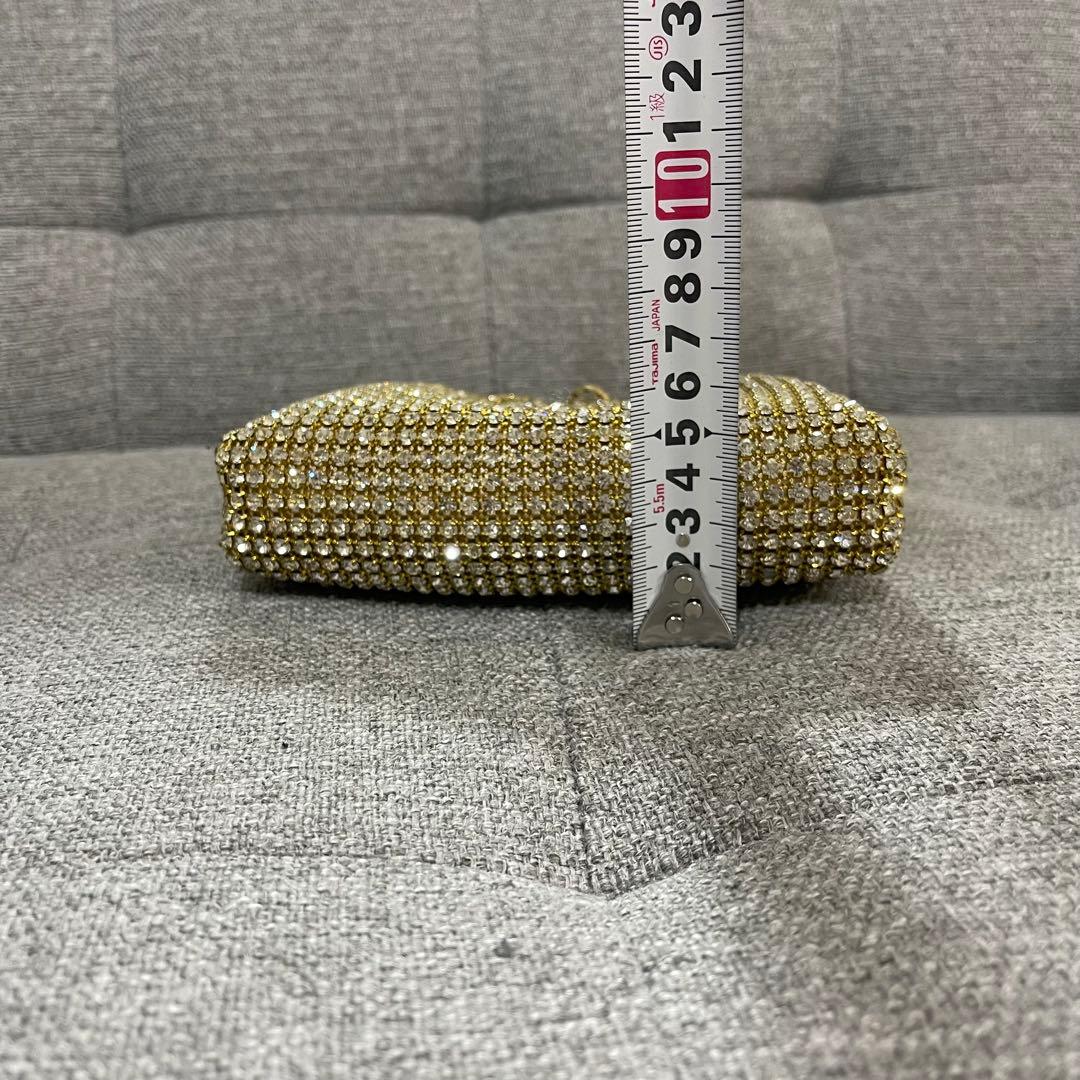 ラインストーン装飾 ゴールド ハンドバッグ パーティーバッグ キラキラ