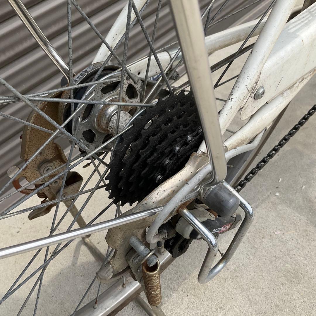 前橋市内引渡】ママチャリ 26インチ自転車 6段変速/カゴ/鍵/オートライト付