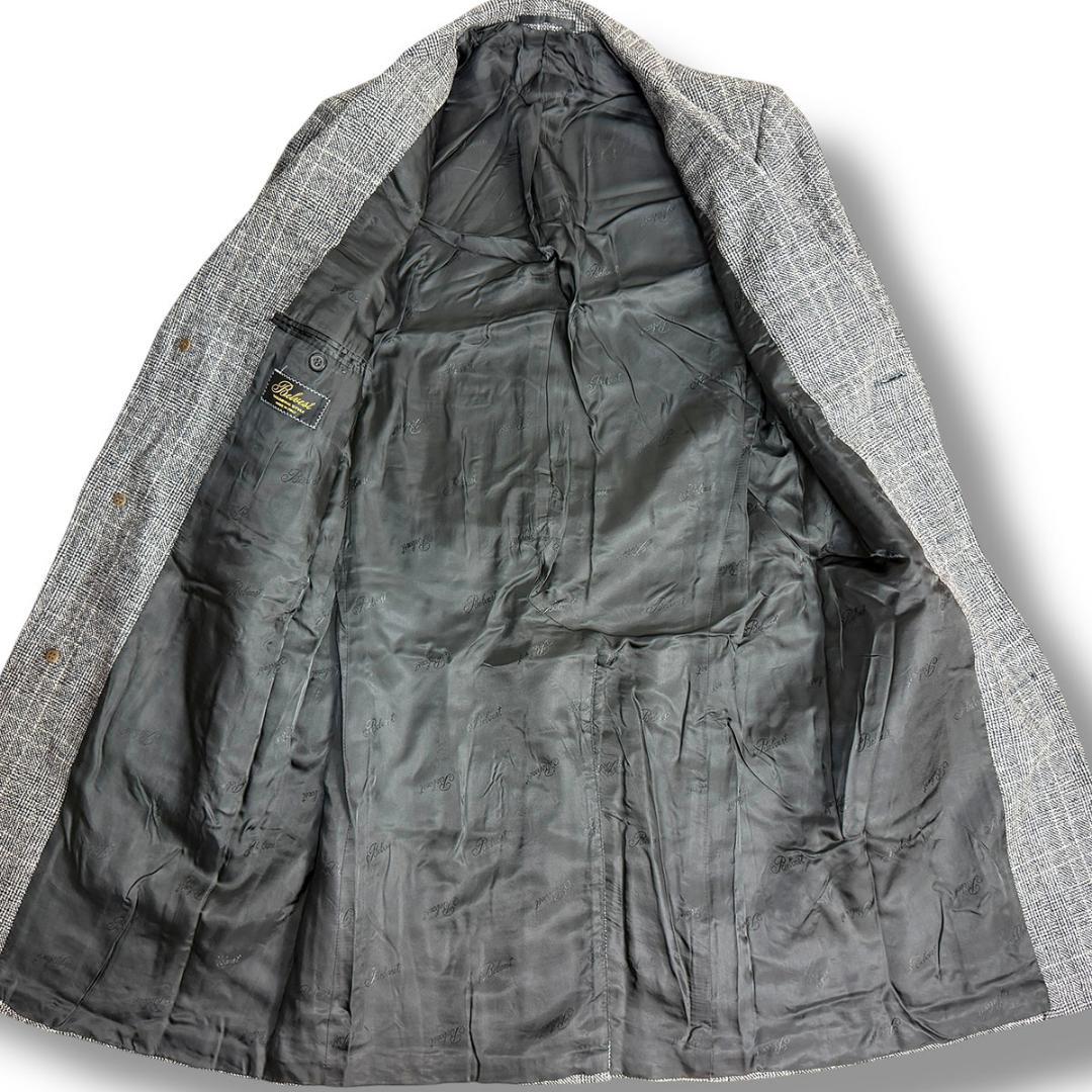 J6308 美品 ベルベスト グレンプレイドチェスターコート グレー 46