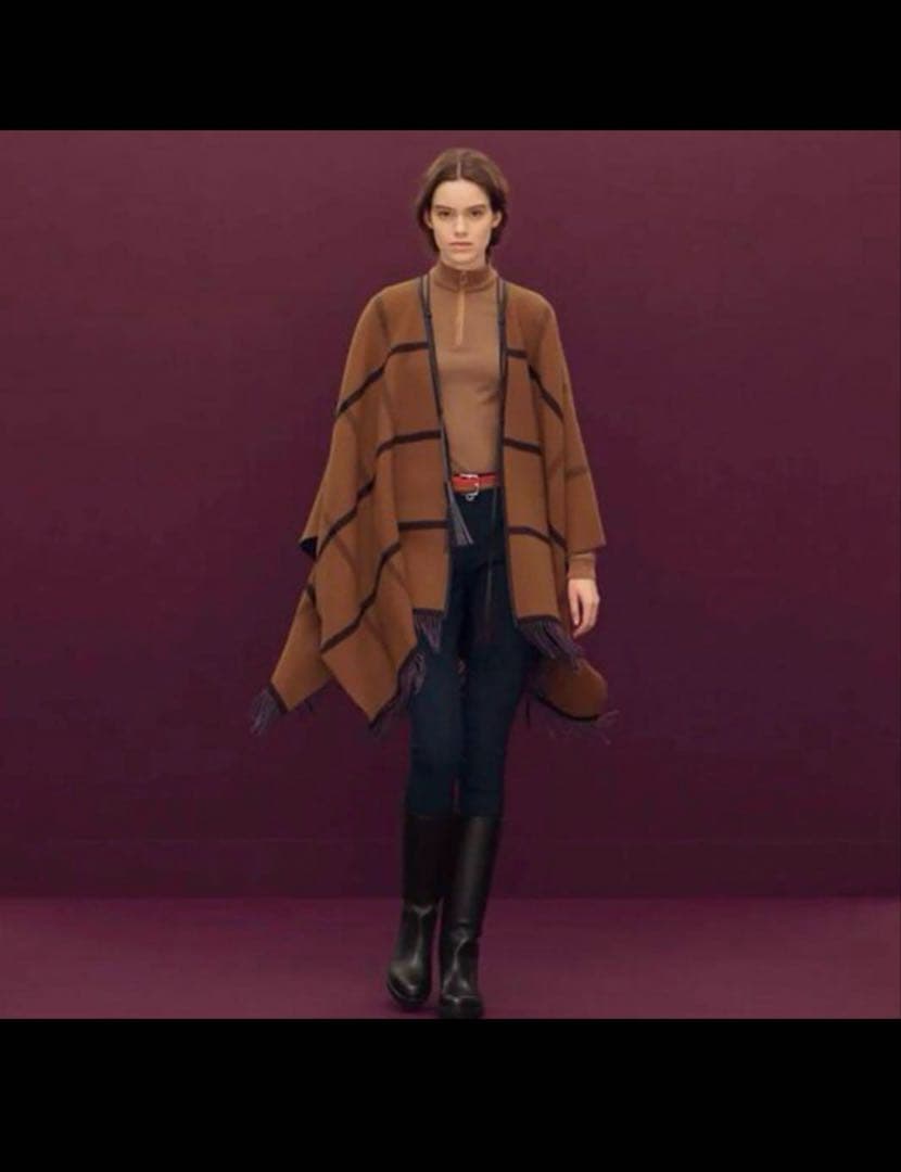 HERMES エルメス リバーシブル ポンチョ ストール コート