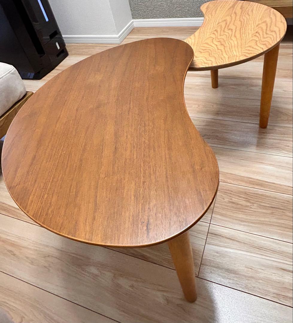 豆型木製テーブルセット（ブラウン、ベージュ） 4人掛け ダイニングテーブル5点セット ダイニングテーブル+ダイニング