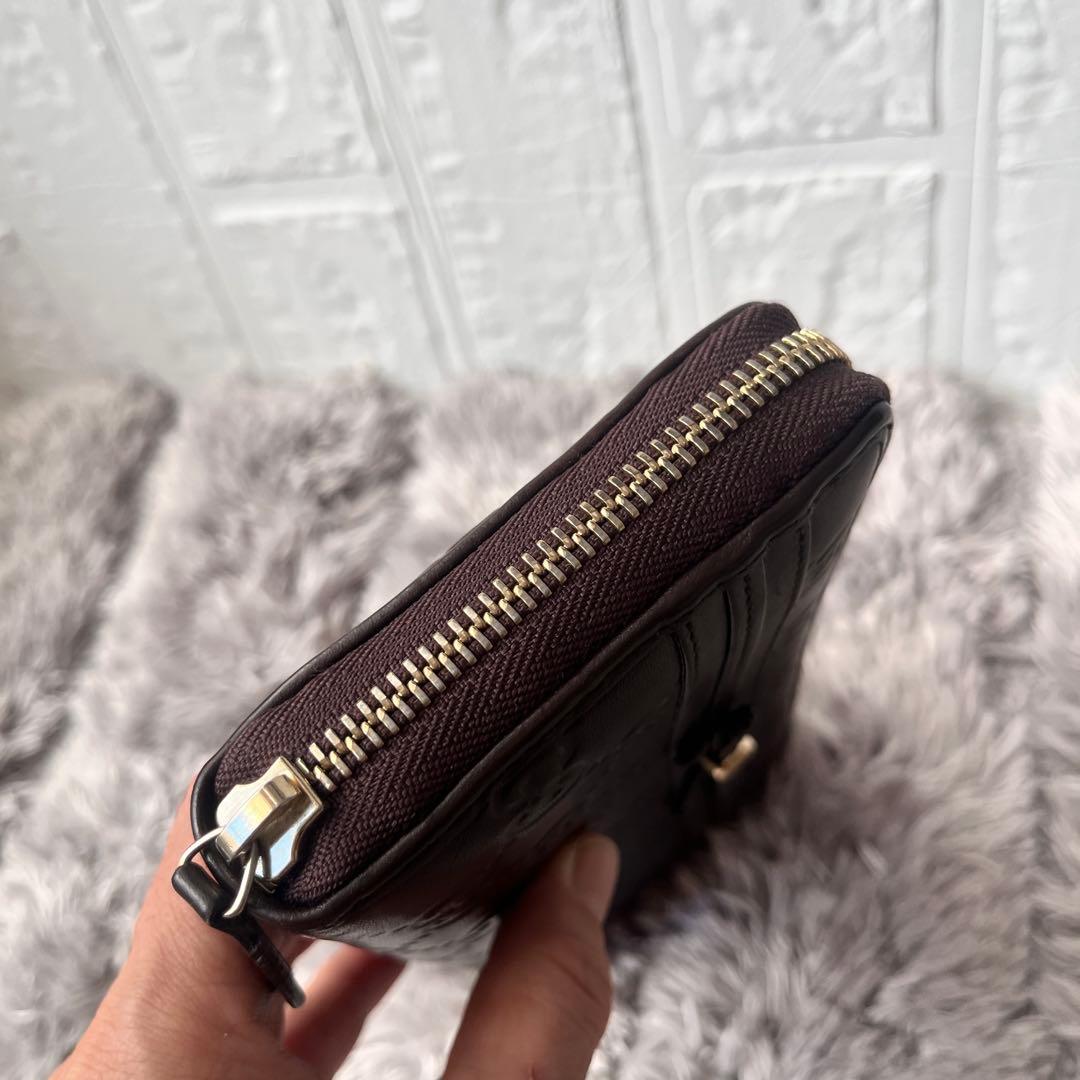 美品✨GUCCI ラウンドファスナー シマ リボン ブラウン 長