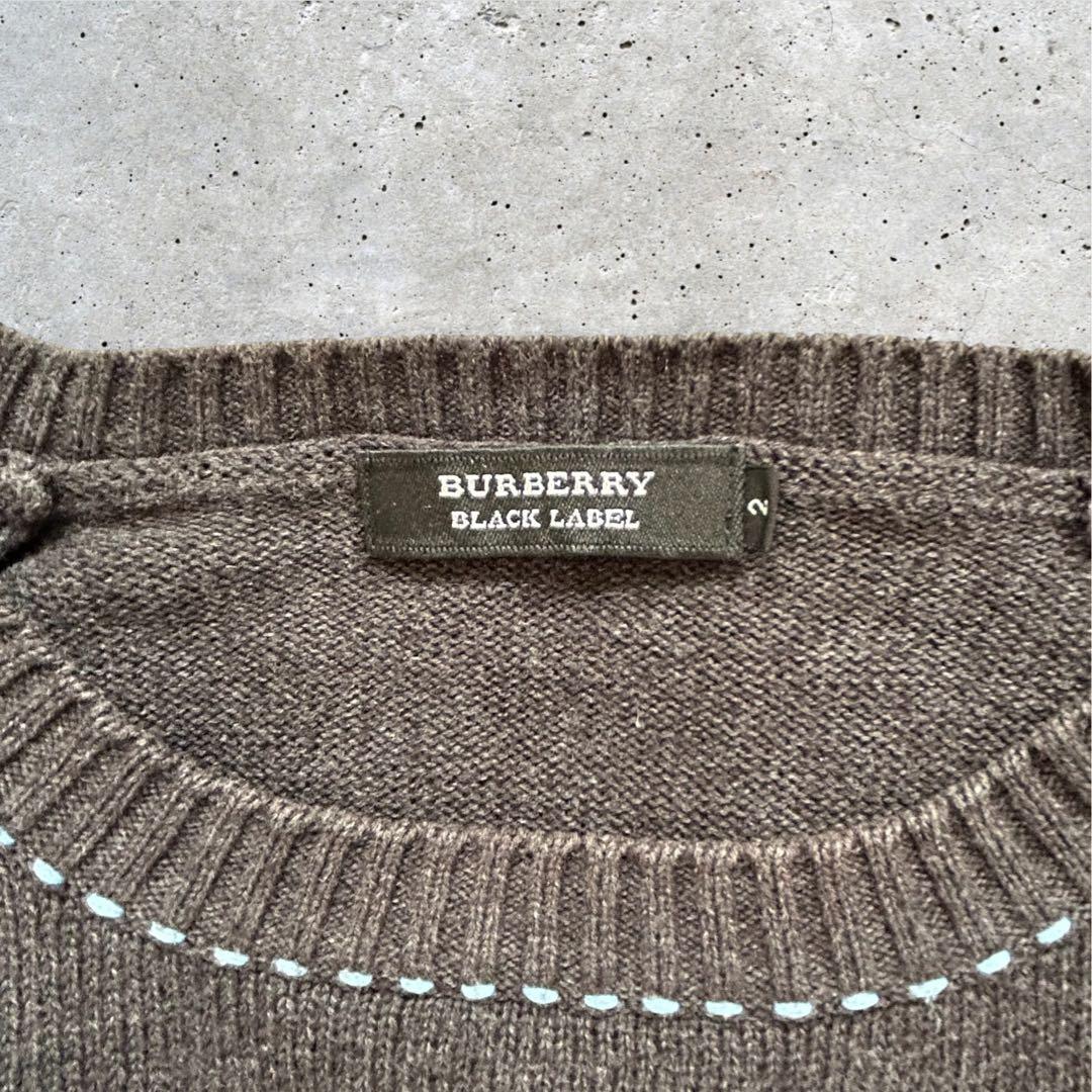 美品【BURBERRY BLACK LABEL】綿ニット グレー 刺繍ロゴ M - メルカリ