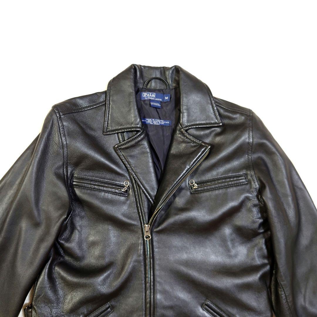 ポロ ラルフローレン ラムレザー セミダブル ライダースジャケット M
