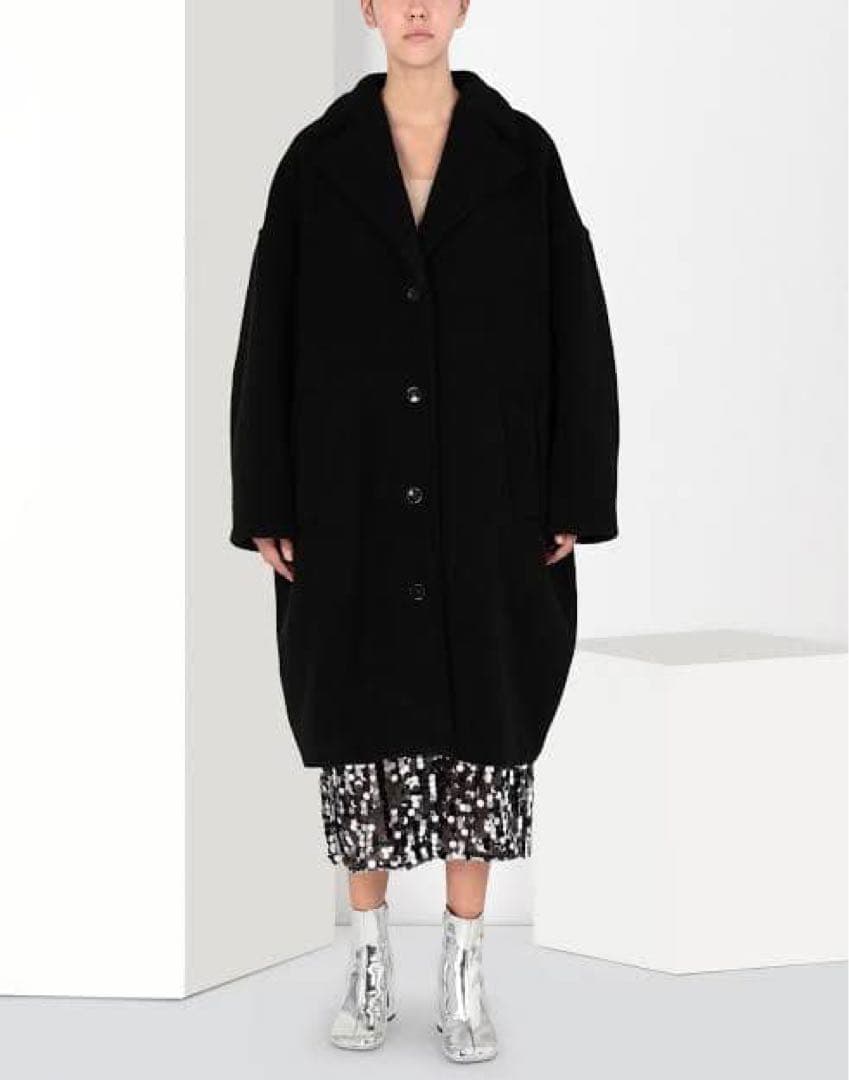 エムエムシックスメゾンマルジェラ コクーンコート ブラック 美品】 MM6 Maison Margiela / エムエムシックスメゾンマルジェラ