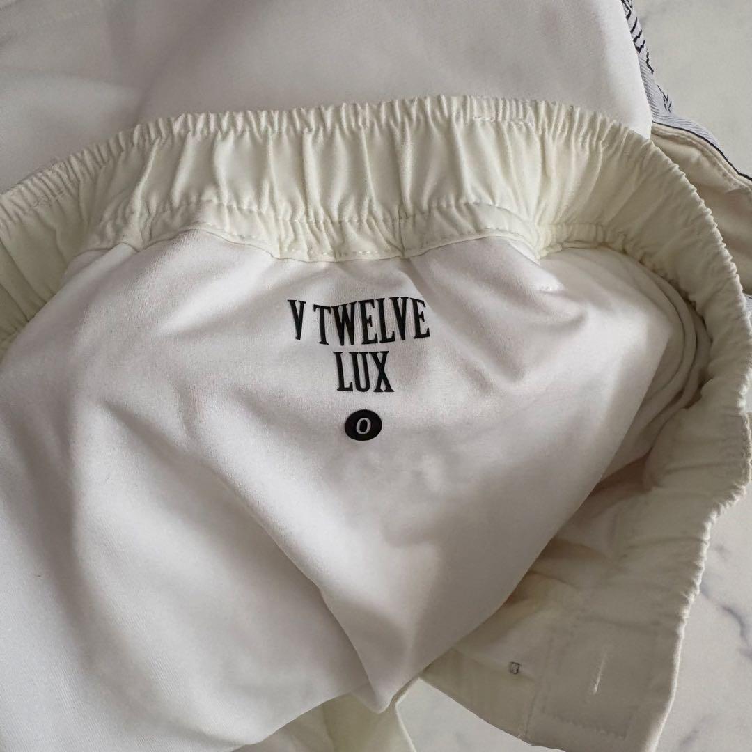 V12 LUX 中綿 23AW ダウン スカート 白 ゴルフ 防寒 ロゴ ア