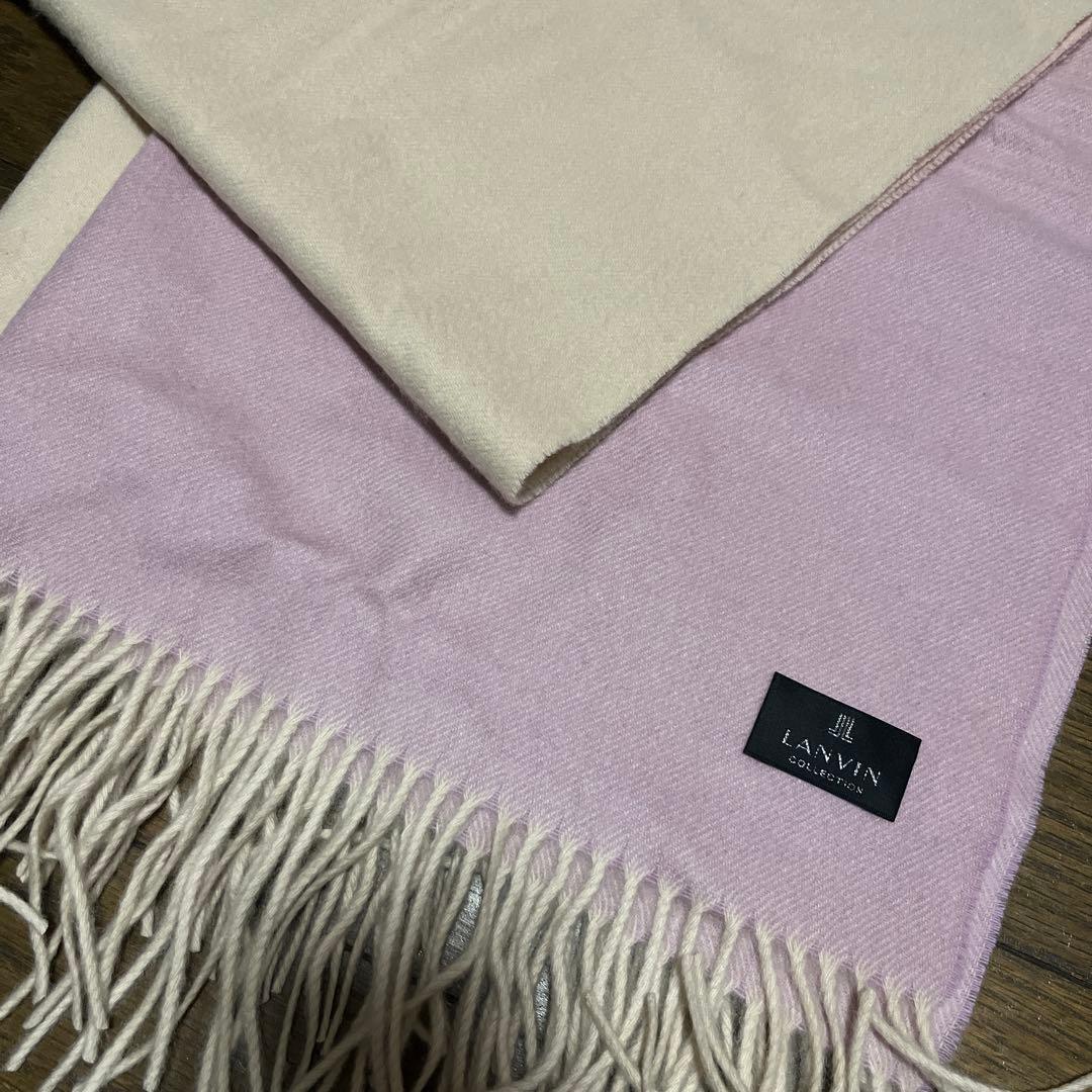LANVIN カシミヤ ストール ピンク・ベージュ LANVIN COLLECTION（ランバン コレクション） 】 カシミヤ 無地セミ