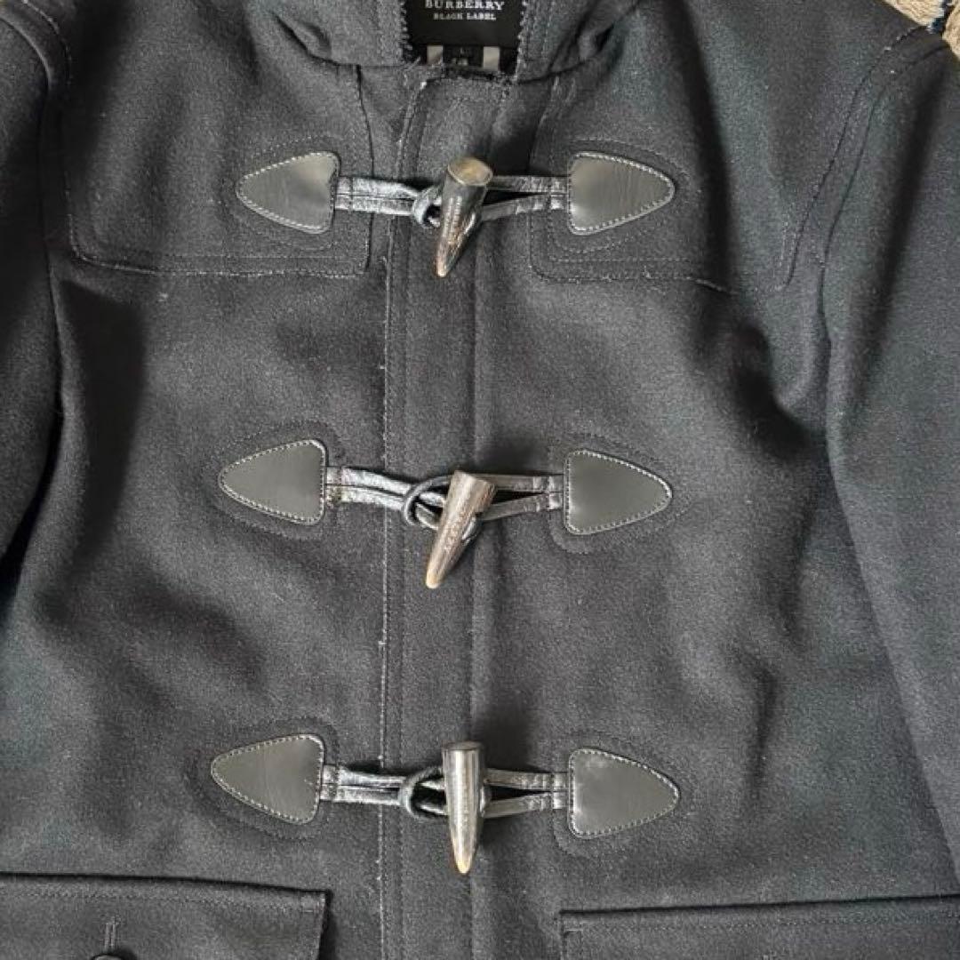 バーバリーブラックレーベル ダッフルコート 加工 ロゴ刺繍
