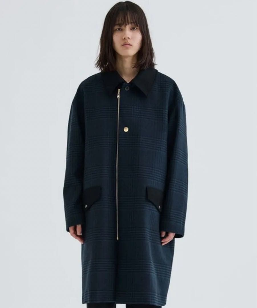 クルニ 22AW studious別注 ZIP CHECK ステンカラーコート - メルカリ
