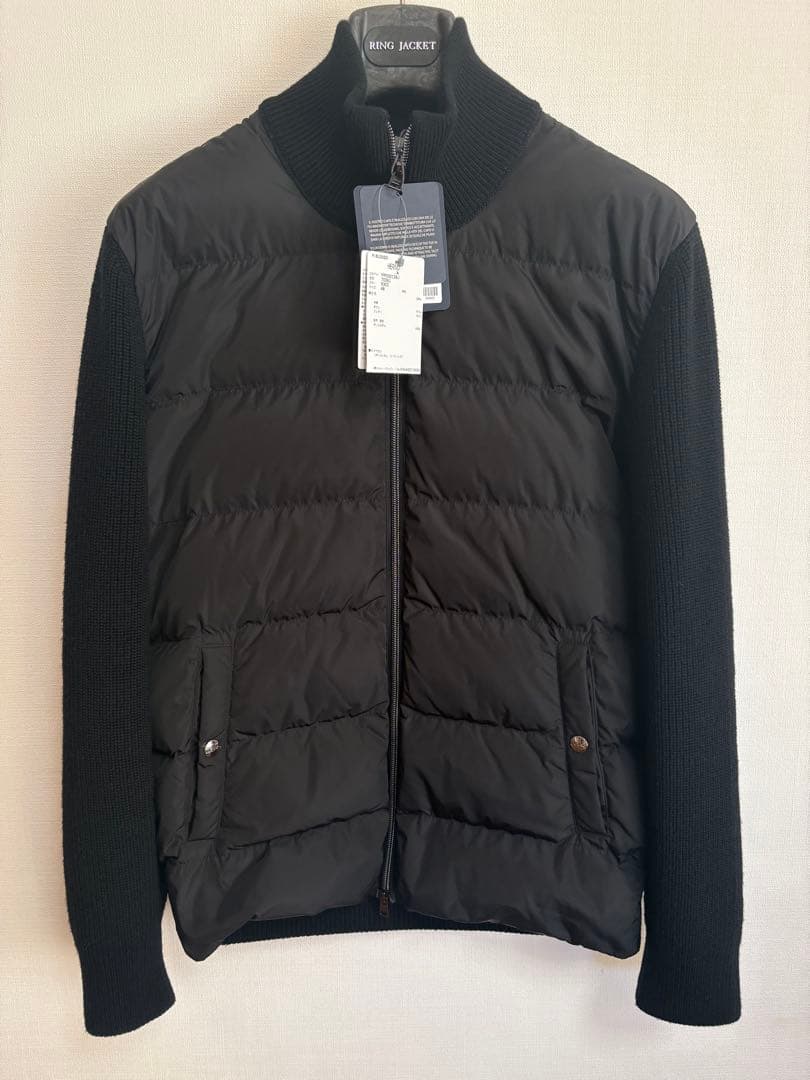 【美品】HERNO ハイブリッドダウン ニット 48 黒 L HERNO（ヘルノ） ハイブリッドダウン メンズ ダウンジャケット