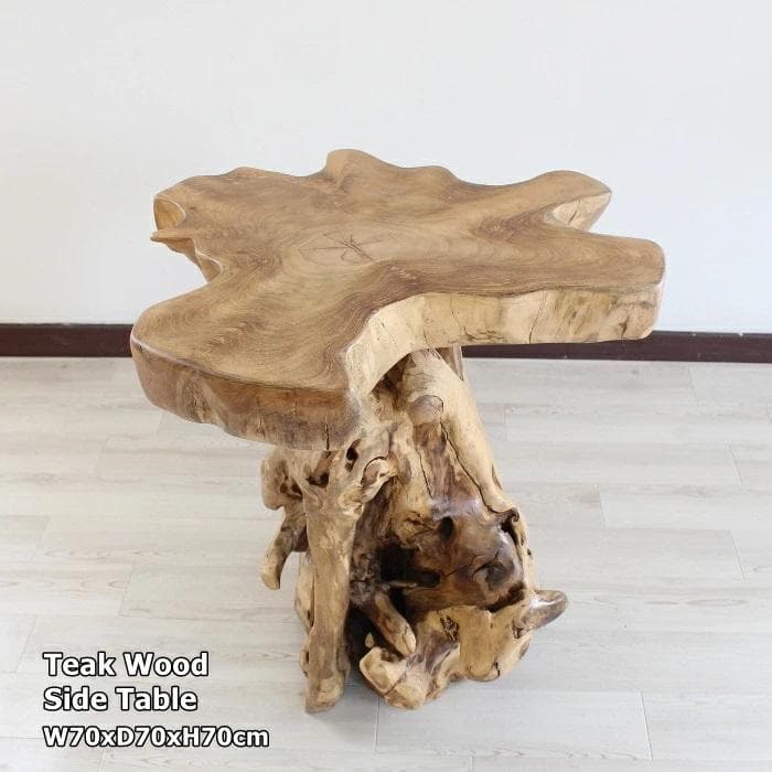 在庫処分 １点もの テーブル 木製 チーク材 天然木 切り株 カフェ 花台 A 在庫処分セール】サイドテーブル 木製 チーク材 原木 切り株 根っこ 再