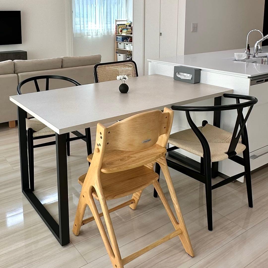 ダイニングテーブル　アイカ工業　メラミン化粧板 メラミン天板のダイニングセット 5点セット 幅180cm アイアン脚B