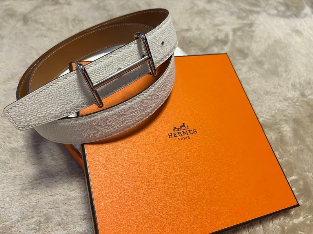 HERMES リバーシブルベルト　ベルト HERMES】リバーシブルベルト 《カンタン》 32 ヴォー・トーゴ (HERMES
