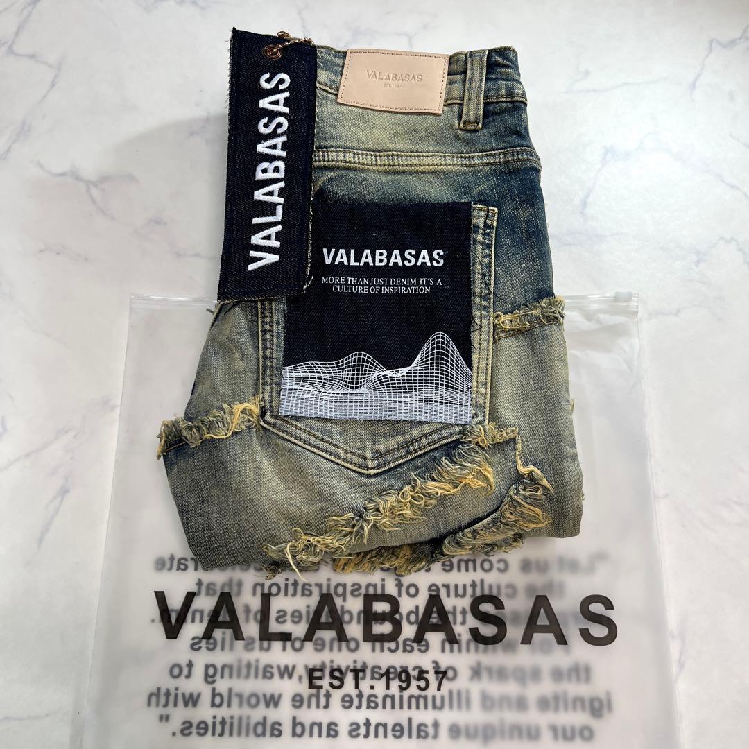 valabasasバラバサス ハードクラッシュスタックフレアデニム 新品 30