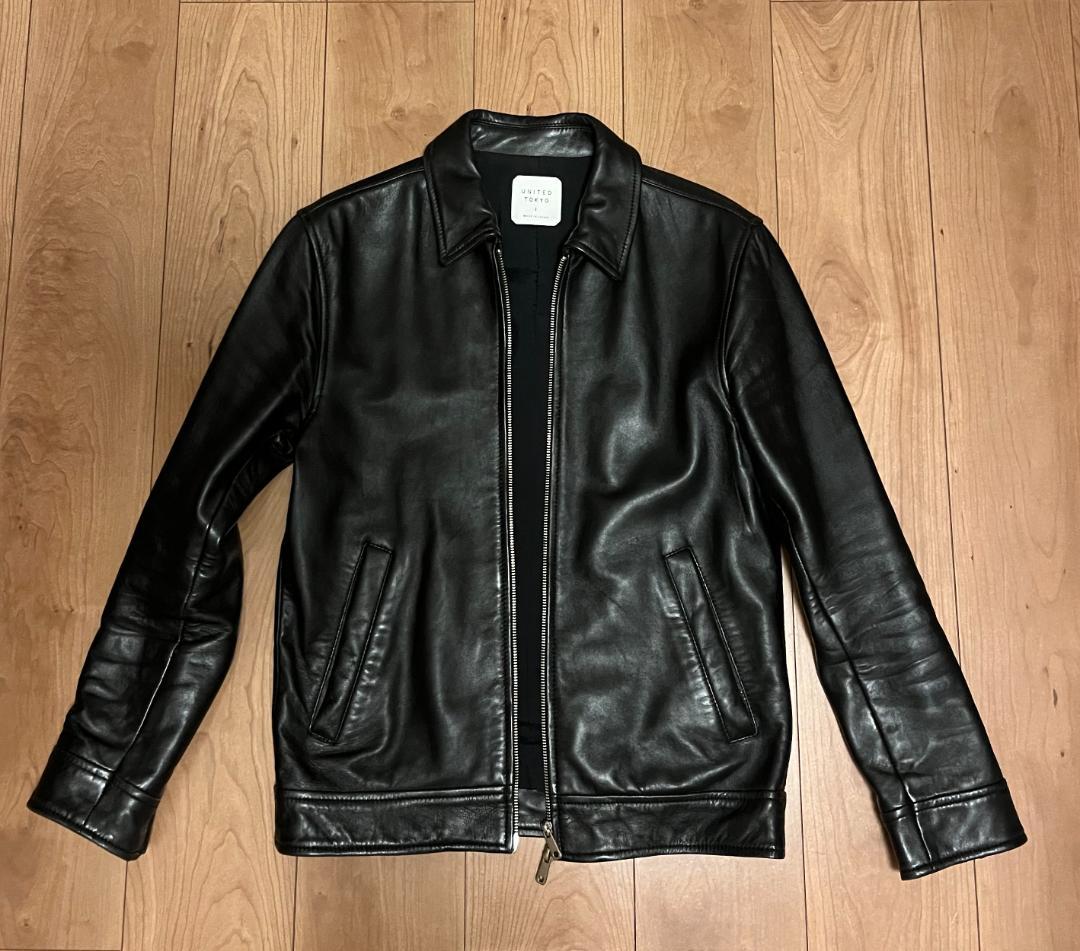 美品 UNITED TOKYO レザー 襟付き ライダース M ブラック UNITED TOKYO（ユナイテッドトウキョウ）の「ラムレザー衿付き
