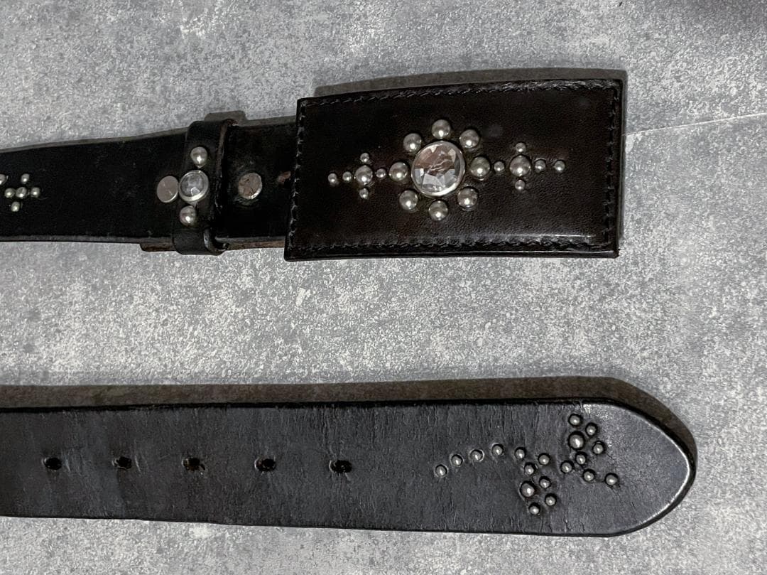 アンティークスタッズレザーベルト／某有名ファクトリー／MADE IN