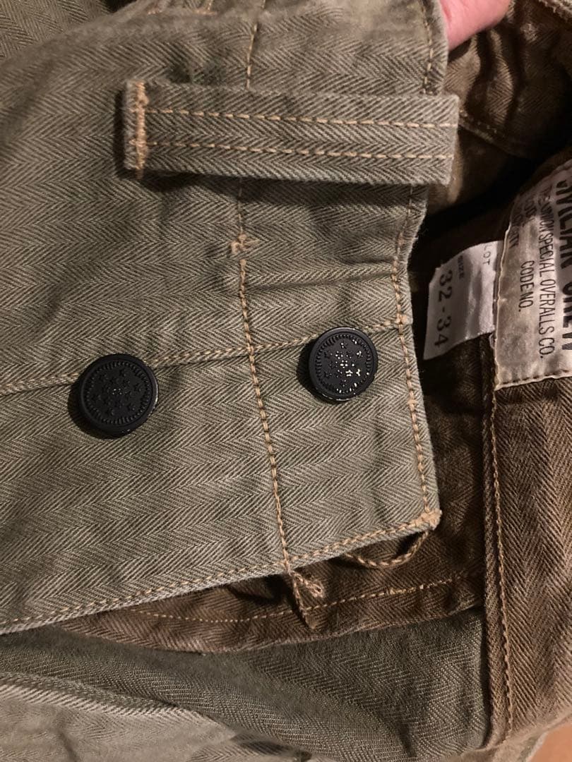 フリーホイーラーズ M-1942 TROUSERS 32 x 34 OLIVE
