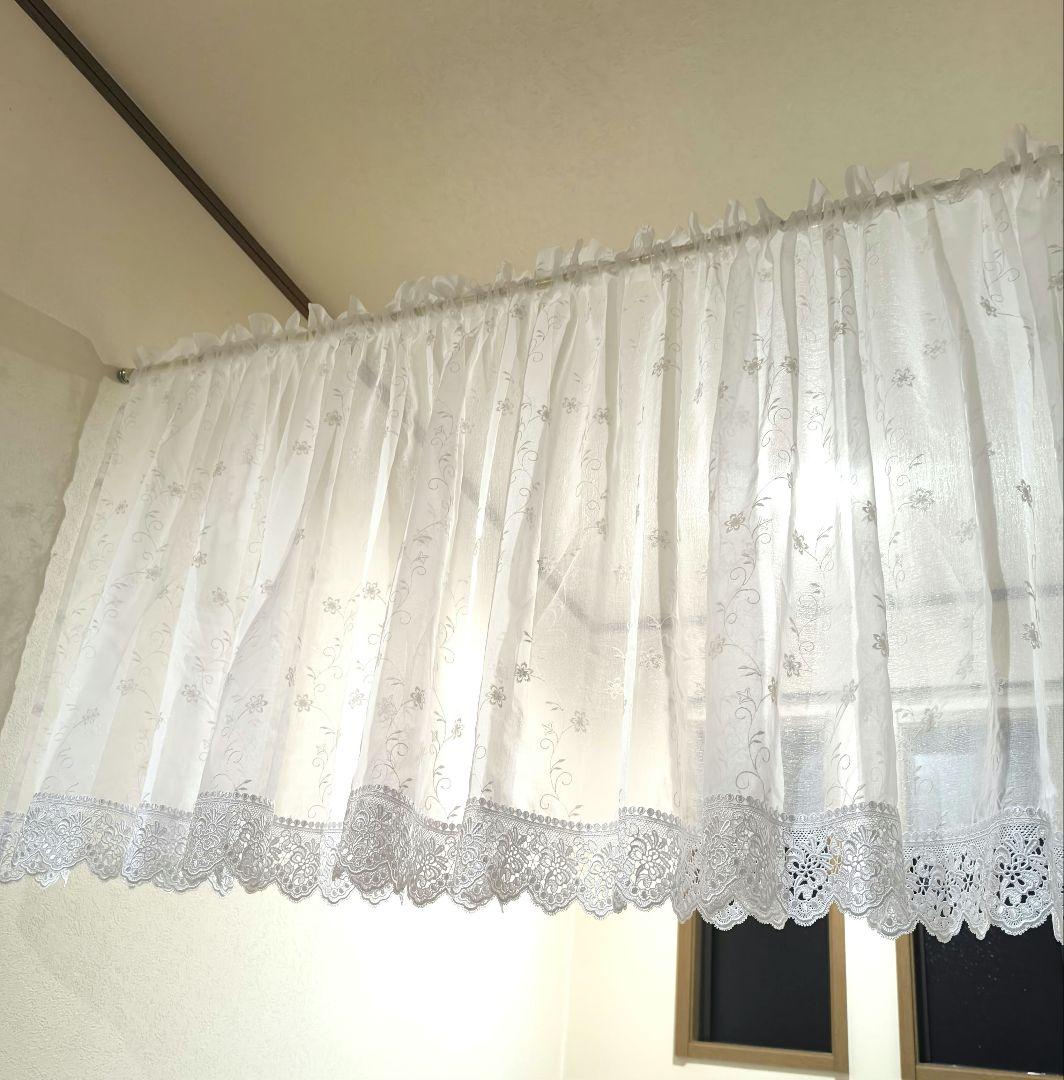 カフェカーテン【ルル様オーダー品 花柄刺繍レース】ハンドメイド
