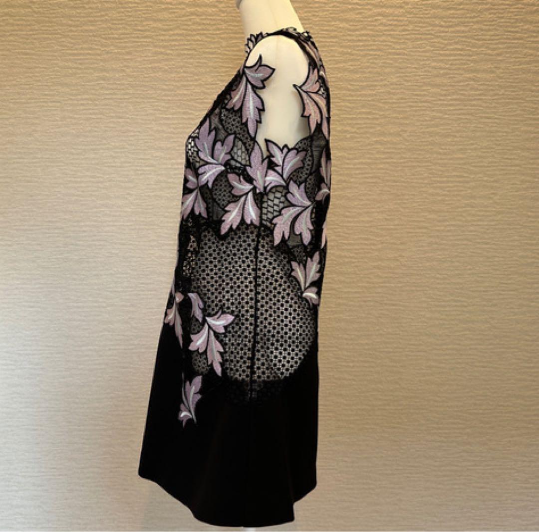 selfportraitセルフポートレート花柄刺繍 ノースリーブミニワンピース