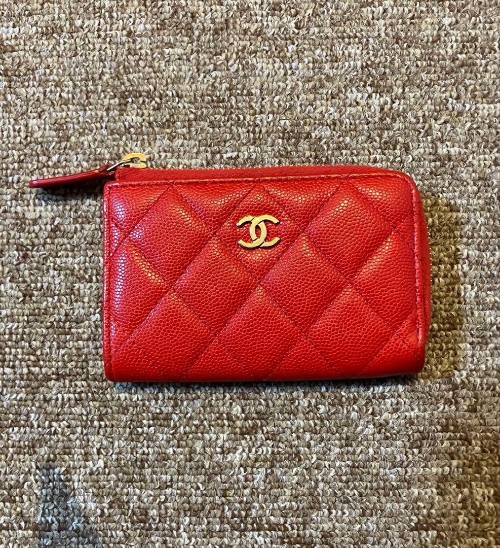 シャネル ケース　L字　キャビアスキン　レッド　赤 楽天市場】CHANEL シャネル カメリア ココマーク 6連 キーケース