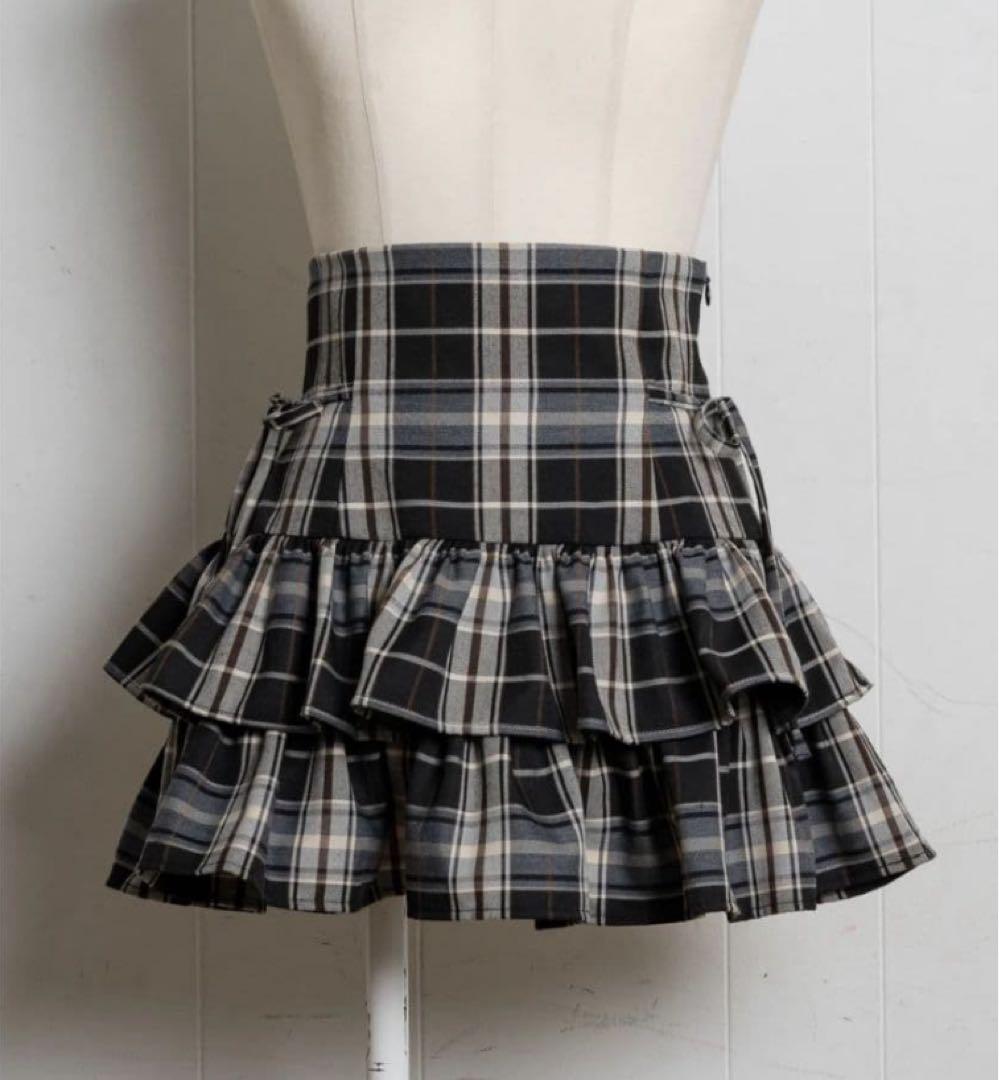 pium サイドリボンティアードスカート ブラウンチェック サイドリボンティアードスカート – pium