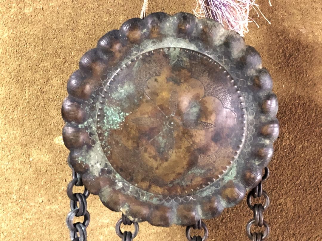 花角紋彫金連馬鈴 】 江戸時代 馬具装飾品 完