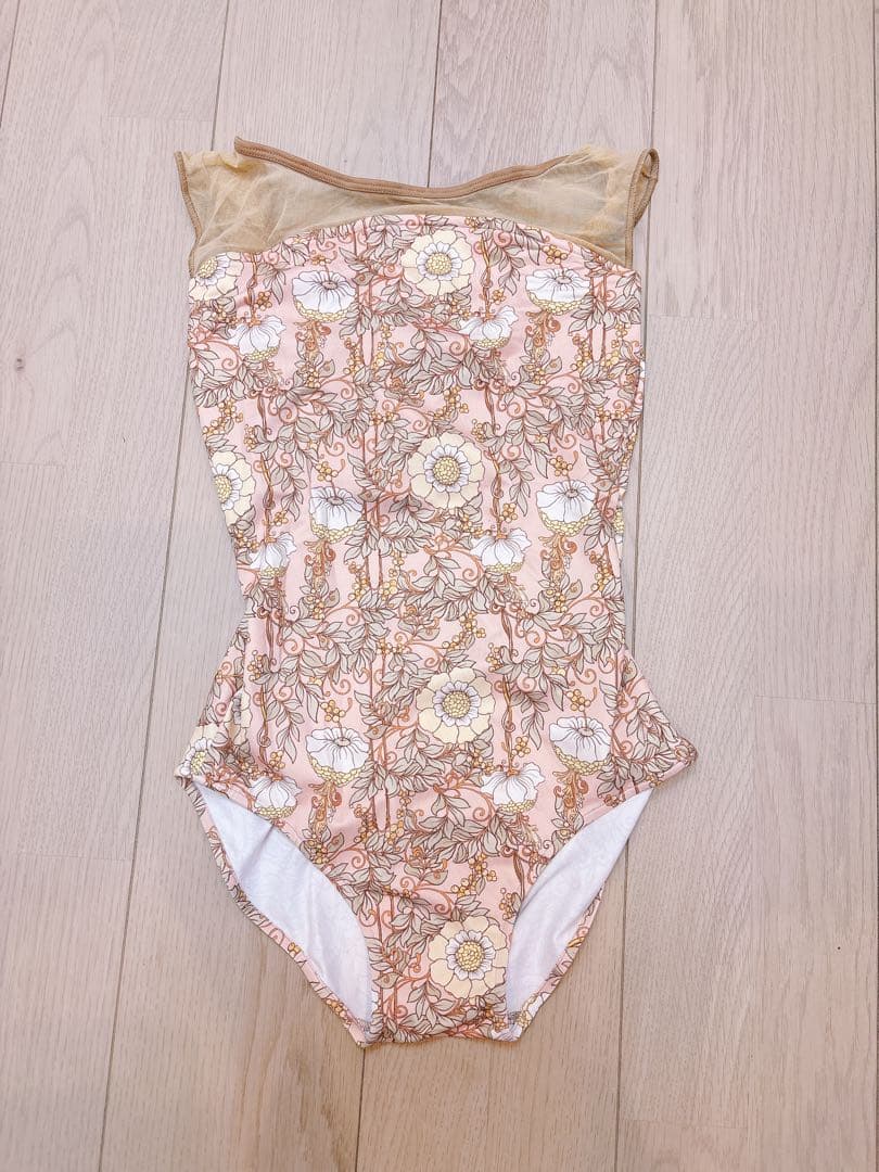 【unoa新品】花柄 ベージュ レオタード MLサイズ unoa新品】花柄 ベージュ レオタード MLサイズ unoa新品】花柄