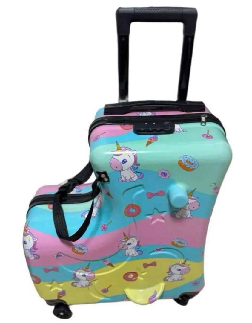美品 乗れるキッズキャリーケース 安全ベルト付き キッズスーツケース ユニコーン Amazon | GYMAX 子供用 機内持ち込み荷物セット 16インチ & 12インチ