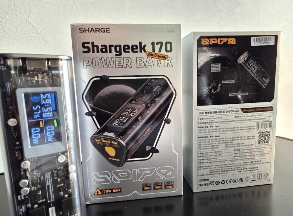 猫たわたわ　スケルトン SHARGE SHARGEEK170W 24000 SHARGE Shargeek 170 モバイルバッテリー レビュー。スケルトン