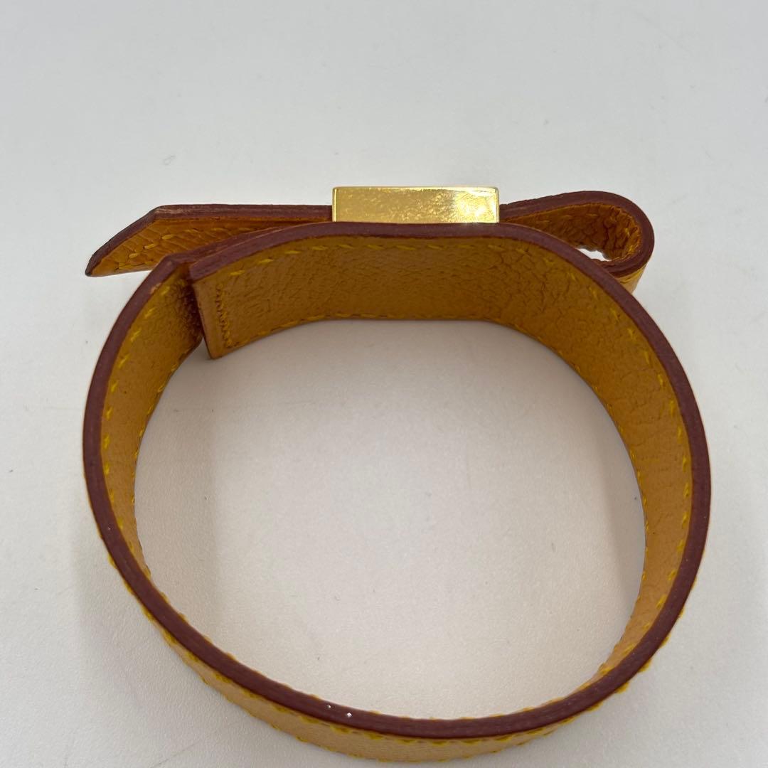 美品】HERMES エルメス アルテミス レザー ブレスレット イエロー 箱付