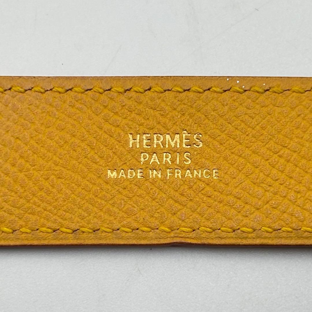 美品】HERMES エルメス アルテミス レザー ブレスレット イエロー 箱付