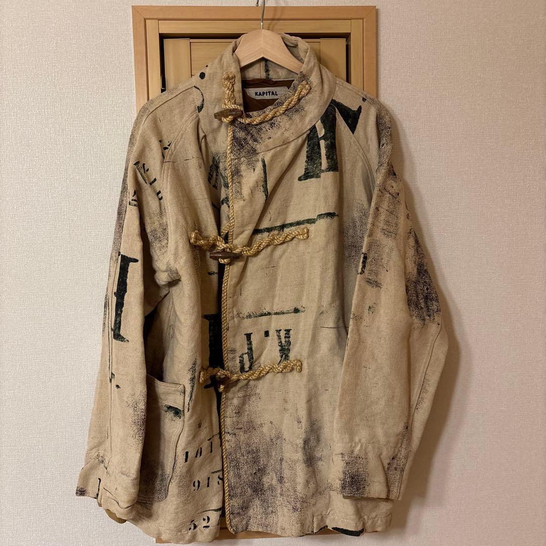 希少　kapital ダッフルコート　ステンシルプリント セール】中綿ステンカラーミドルダッフルコート（ダッフルコート