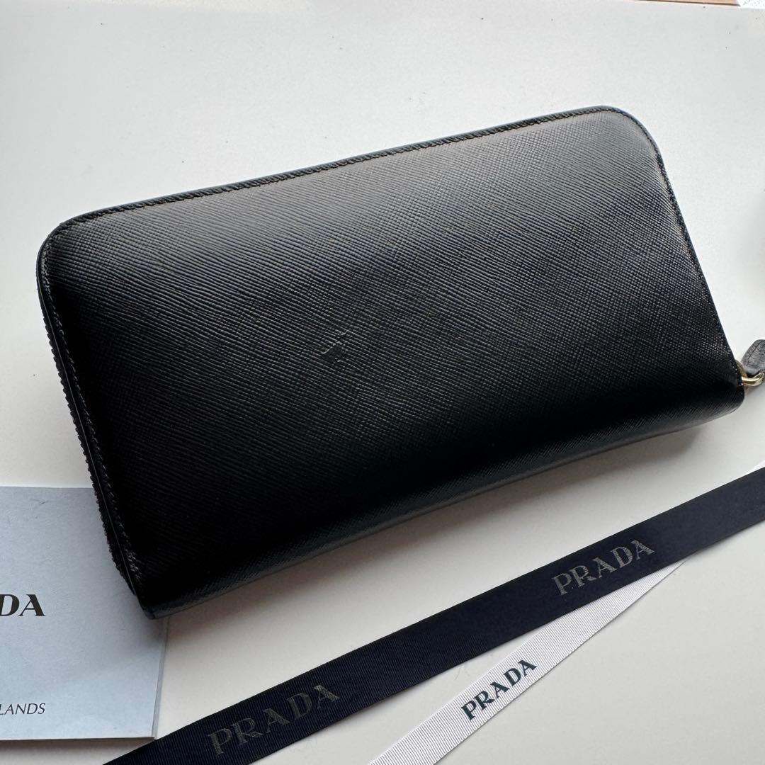 美品】237 PRADA プラダ ラウンドファスナー 長財布 リボン