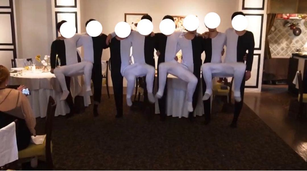 披露宴余興 錯覚ダンス 白黒タイツ8枚セット