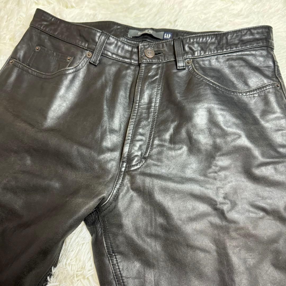 ☆【希少】90s 00s old gap レザーパンツ boot fit w34 - メルカリ