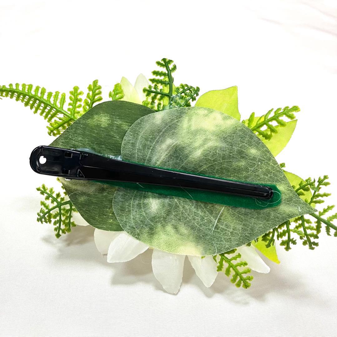 フラダンス髪飾り ヘアクリップ セルリオ＆シンビジューム グリーン