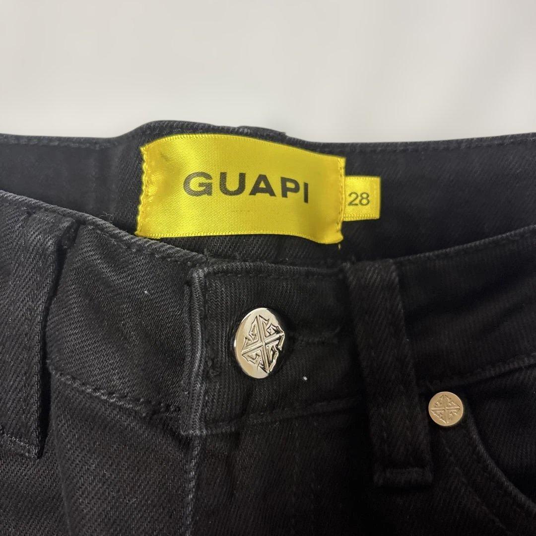 新品 通販ファッション - GUAPI クロス装飾ブラックフレアパンツ