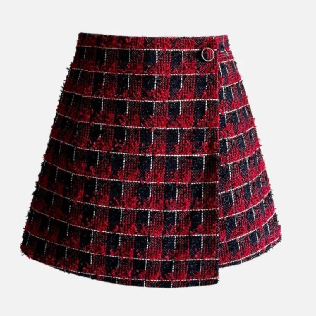 sheller シェリエcheck tweed wrap culottes - メルカリ