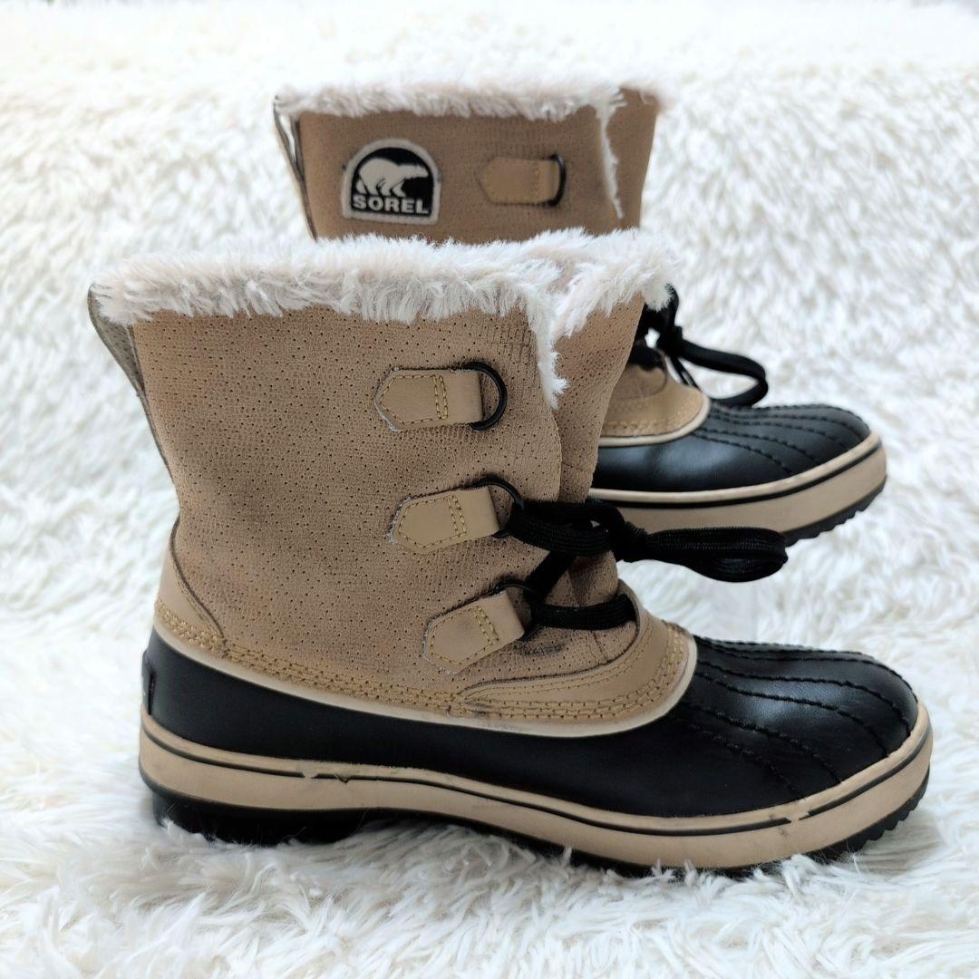 【美品】ソレル ティボリ 防水 スノーブーツ ベージュ/ブラック 25.0cm