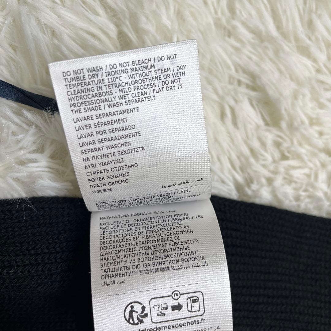 未使用正規品 モンクレール ロゴワッペン トリコロールマフラー 紺系色