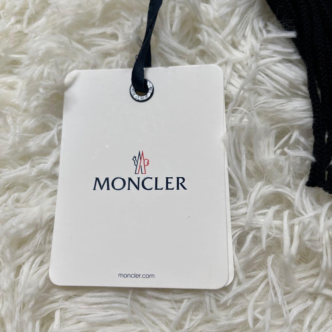 未使用正規品 モンクレール ロゴワッペン トリコロールマフラー 紺系色