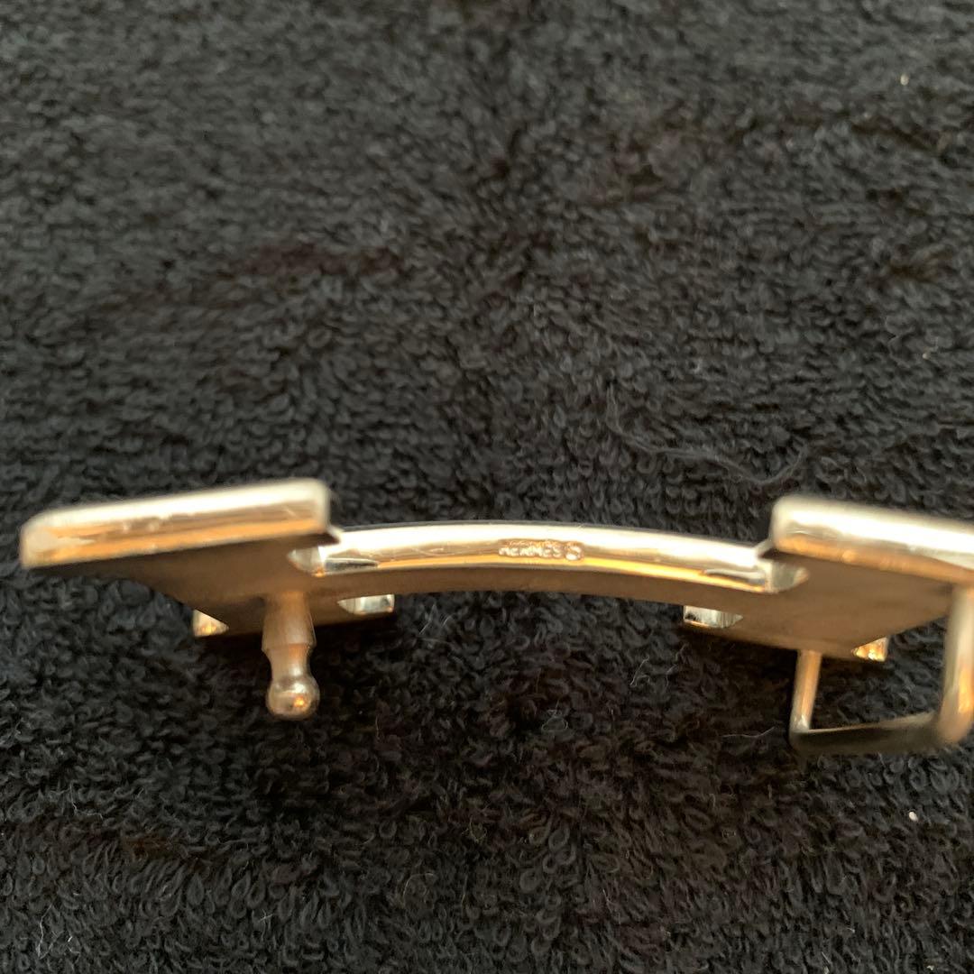 HERMES エルメスベルトH型シルバーバックルヴィンテージオレンジ箱付