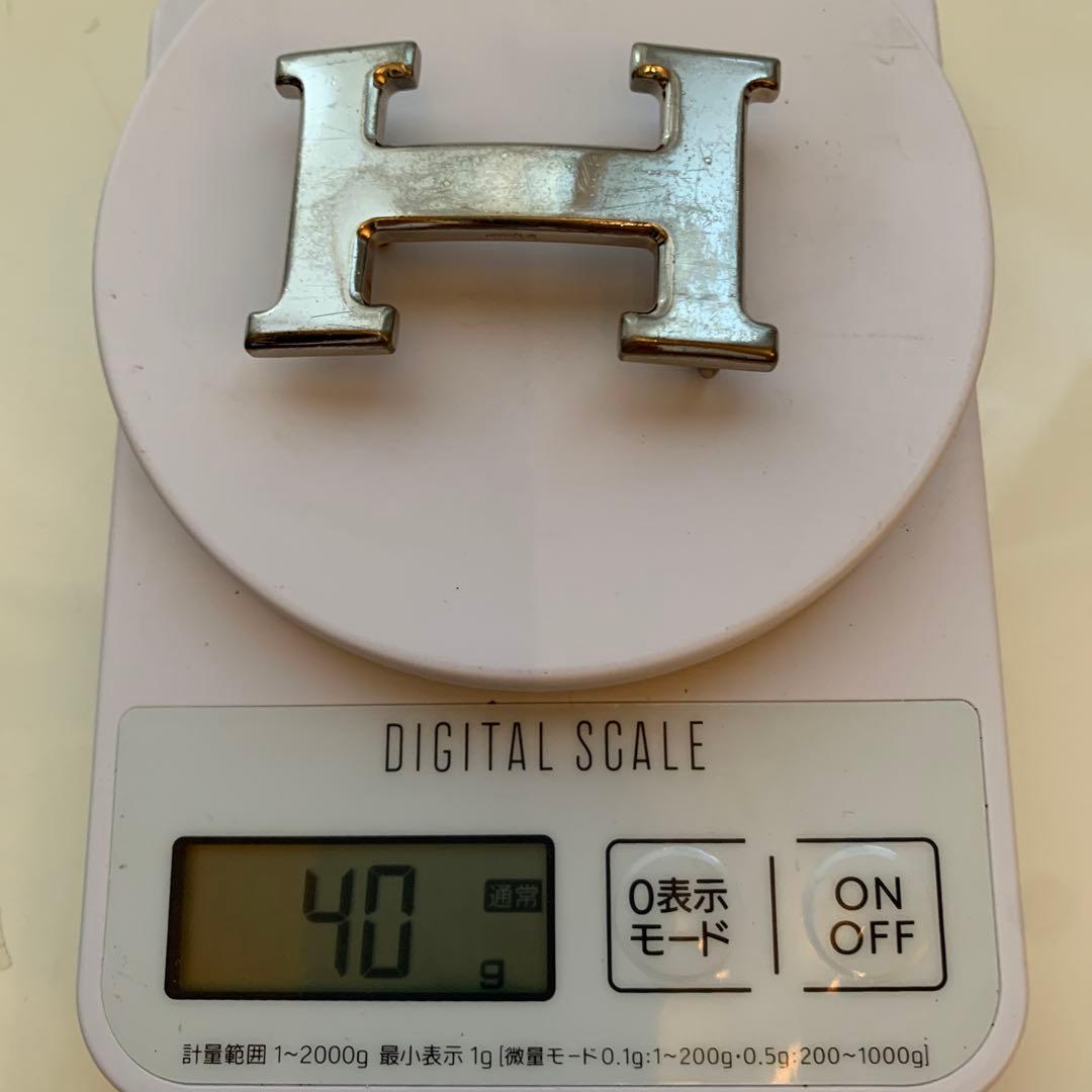 HERMES エルメスベルトH型シルバーバックルヴィンテージオレンジ箱付