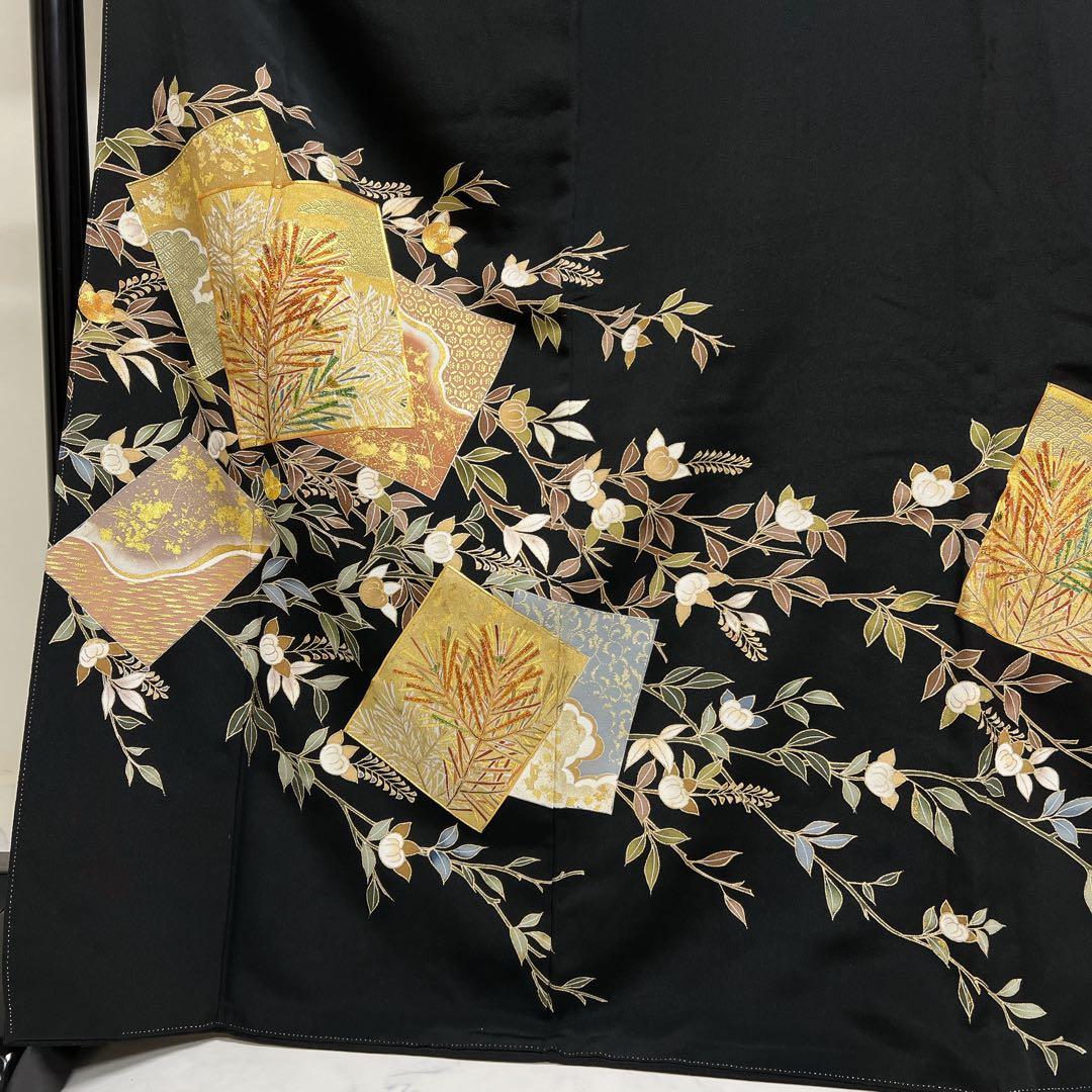 千總謹製 金駒刺繍 金彩 大王松 橘 黒留袖 着物 123a p - メルカリ