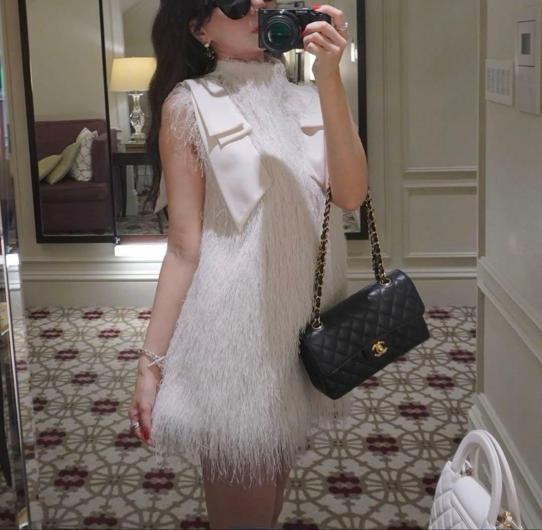 amerge 【ポップアップ限定品】feather ribbononepiece ribbon feather tops×rib onepiece set(M GREIGE): ワンピース｜PMbox